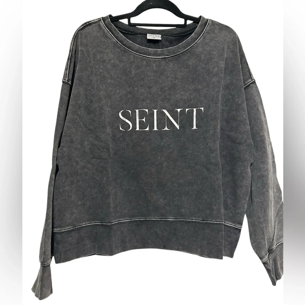 Seint Beauty Official Distressed Acid Wash Cropped Crewneck Sweatshirt Size 2XL